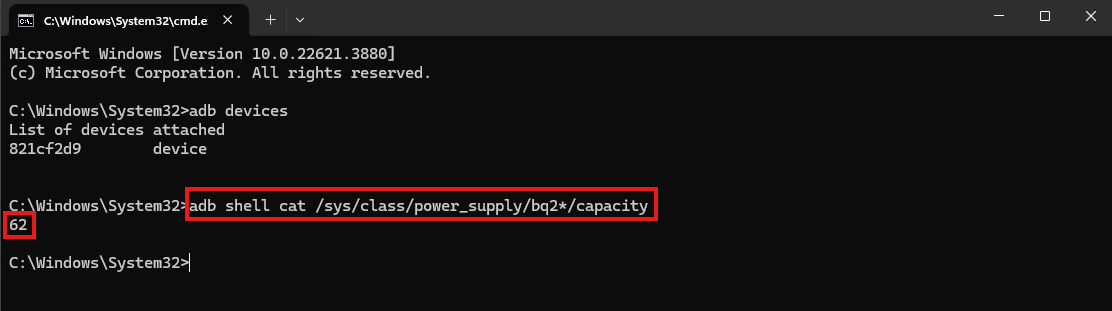 Device check battery
