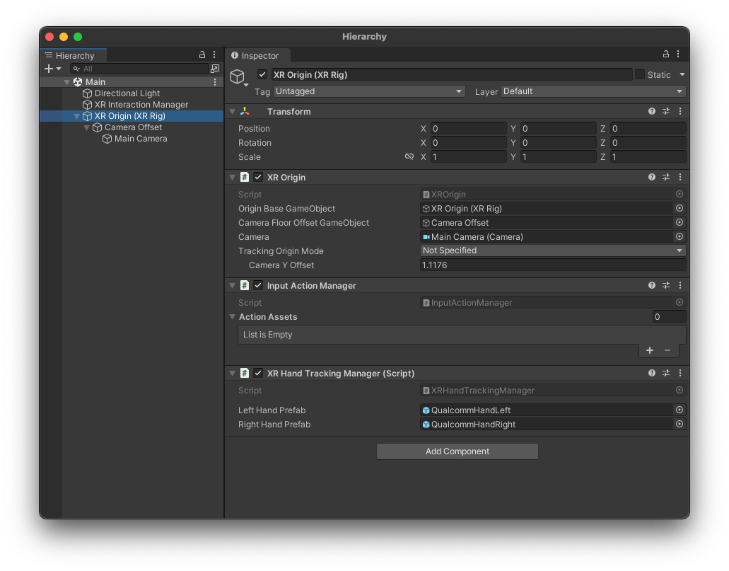 XR Hand Tracking Manager