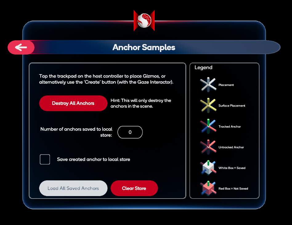 Anchor sample UI panel