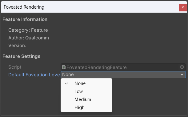 Foveated Rendering Feature Settings