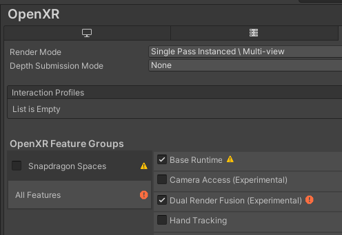 OpenXR Features including new Fusion Feature