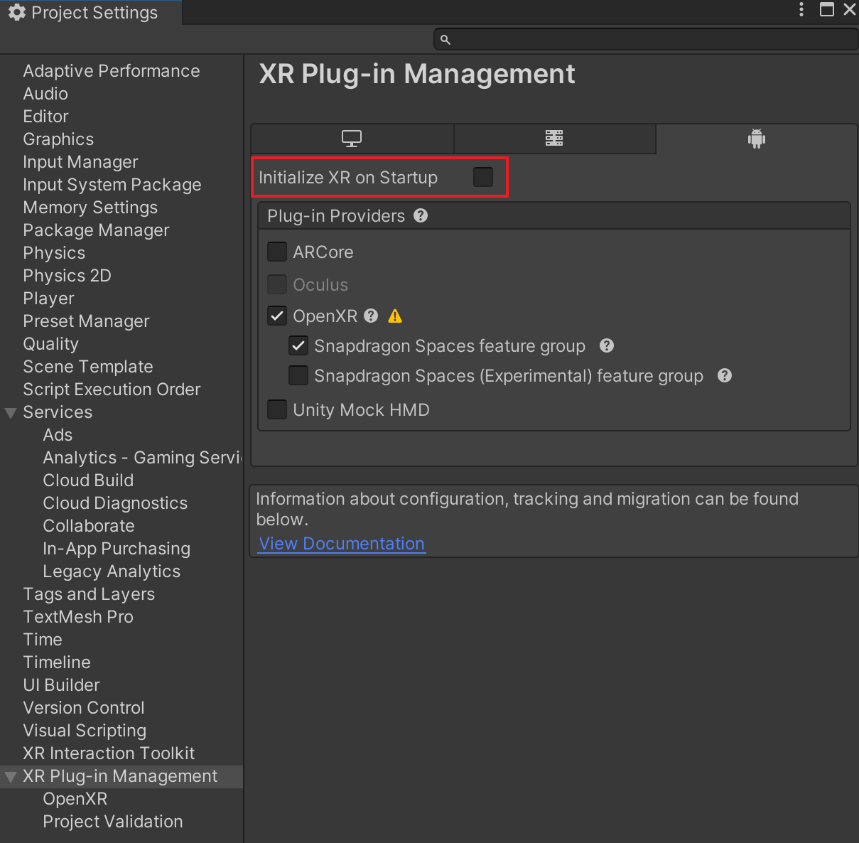 XR Plug-in Management