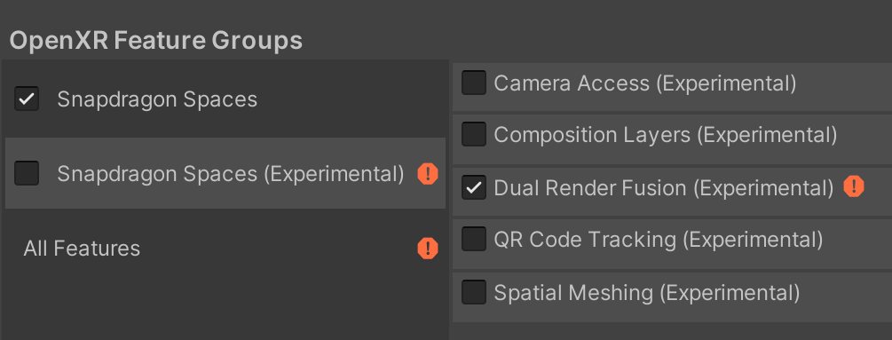 OpenXR Features including new Fusion Feature