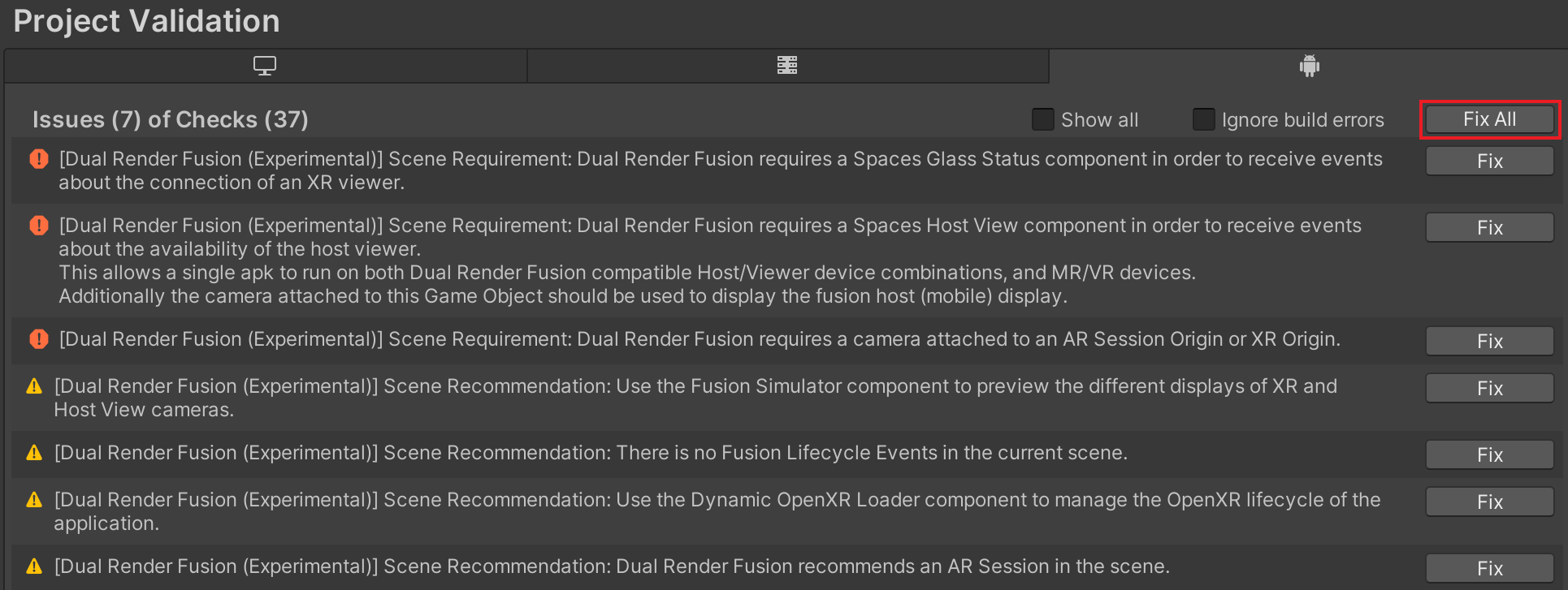 Dual Render Fusion Features Validator