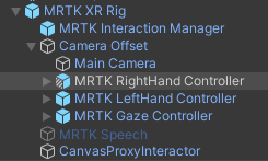 MRTK XR Rig hierarchy