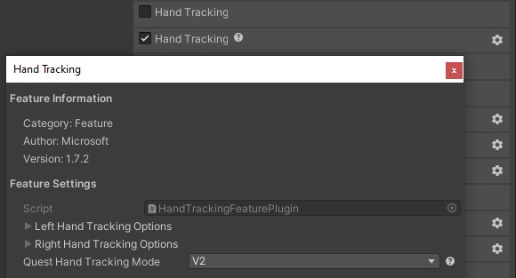 OpenXR Settings with Two Hand Trackings