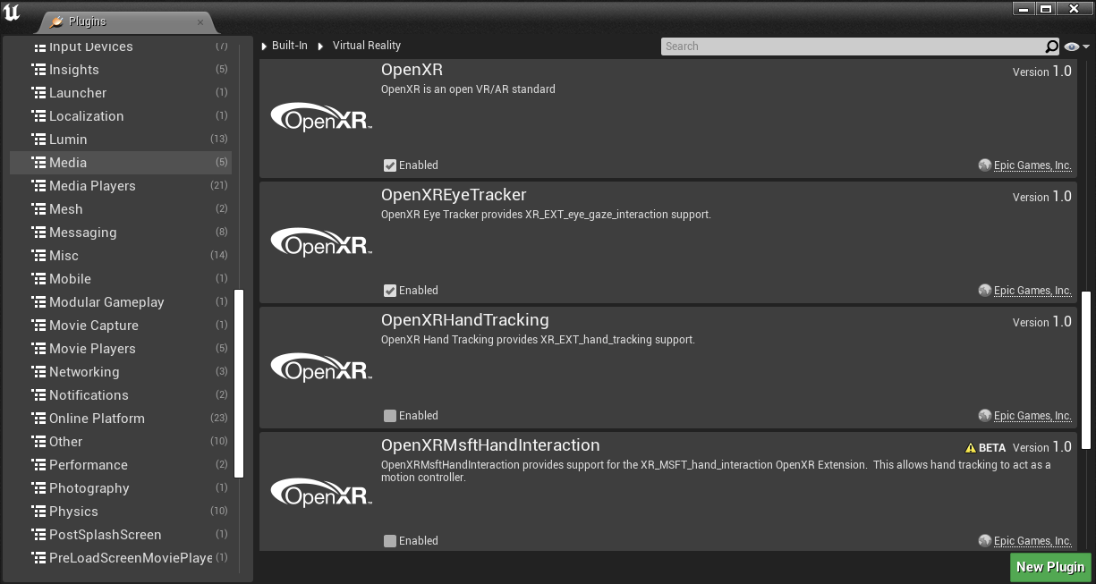 Check the OpenXR plugin is enabled