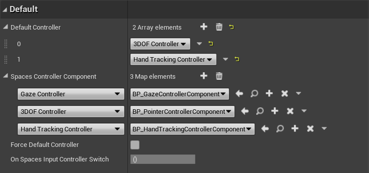 Spaces Input Controller Component