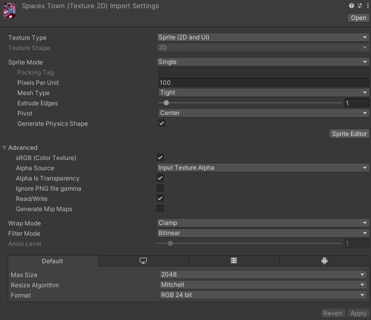 Image texture import settings