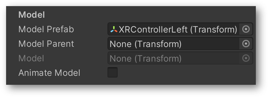 XR Controller prefab reference