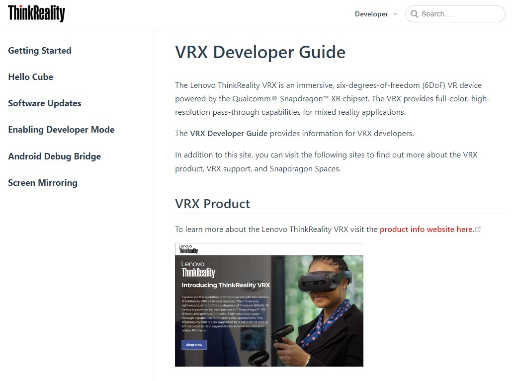 ThinkReality VRX Developer Guide